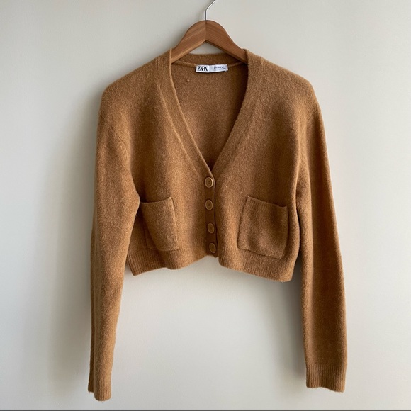 Zara tan color cropped cardigan - Picture 5 of 8